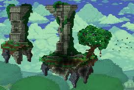 The world is your canvas and the ground itself is your paint. Sky Island Ruins In 2021 Terraria House Ideas Sky Island Terraria House Design