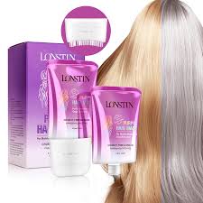 lonstin Purple Hair Mask with Comb, No Yellow Hair Mask for Blonde Platinum  Silver Gray Bleached