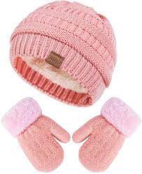 Amazon Com Winter Mittens Gloves Beanie Hat Set For Kids Baby Toddler Children Knit Thick Warm Fleece Lined Thermal S Winter Mittens Kids Mittens Beanie Hats