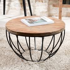 Optez pour l'alliance de la modernité du fer et la rusticité du bois avec cette belle table basse. Petite Table Basse Ronde Teck Recycle Structure Filaire Noire Swing Table Basse Ronde Bois Table Basse Ronde Table De Salon