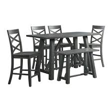 Bar height tables can be great if you don't have a formal dining room, a big family or much space in your apartment. 6pc Regan Counter Height Dining Set Table 4 Side Chairs And Bench Gray Picket House Furnishings Target