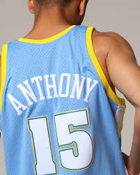 New york knicks mitchell & ness big face majica. Mitchell Ness Denver Nuggets Carmelo Anthony 15 Nba Jersey Sky Blue Culture Kings Us
