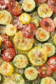 A delicious and easy way to serve up some summer produce. Roasted Garlic Parmesan Zucchini Squash And Tomatoes Cooking Classy