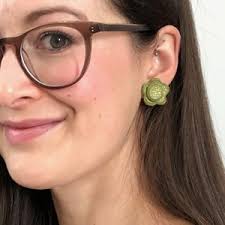 Handmade Leather Flower Stud Earrings