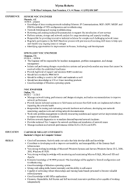 Noc Engineer Resume Samples Velvet Jobs