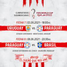 Sigue la previa del encuentro uruguay vs paraguay, conoce las alineaciones y novedades. Union Fc Twitterren Proximos Partidos De Eliminatorias Uruguay Vs Paraguay El 03 06 2021 A Las 18 00 En El Estadio Centenario Paraguay Vs Brasil El 08 06 2021 A Las 20 30 En El Estadio Defensores Del