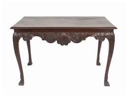 An Irish Carved Mahogany Side Table C 1760 With Moulded Rectangular Top Above A Shaped Apron With Central Asymmetric Shell Flanke Side Table Table Paneling