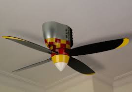 The office is something of the airplane room where the airplane memorabilia goes. Airplane Propeller Ceiling Fan Cool Gifts