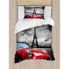 Ambesonne European Honeymoon Romantic City Paris Eiffel Tower Italian Car Duvet Cover Set Flitterwochen Paris Eiffelturm Und Flitterwochen Deutschland