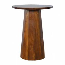The Petite End Table Has Been Constructed From 100 Solid Mango Wood In A Chestnut Finish With A Tapering Base The Main Feature Of This Product Is The Geometri