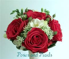 See more ideas about etsy, silk flowers wedding, silk flower crown. Red Rose Bouquet With White Freesia Seeded Boxwood And Lace Etsy