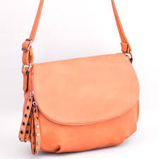 Малка дамска чанта за през рамо, тип преметка, от висококачествена еко  кожа, оранжева - Онлайн магазин за чанти LuxZona.eu