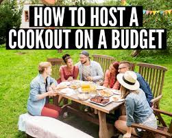 The cookout menu features foods like hot dogs, hamburgers, and other easy foods. How To Host A Cookout On A Budget Just A Pinch