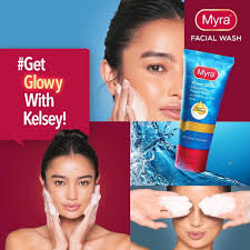 Get that confident glow with Kelsey and Myra Facial Wash! With Oil Clear  Technology and 5 Essential Beauty Vitamins so you get less oil and all the  glow. Try now!