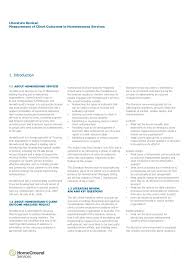 What does it mean to be homeless? Literature Review Measurement Of Client Outcomes In Homelessness Ser