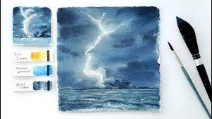 Lightning Storm Step By Step Watercolor Tutorial Youtube Watercolour Tutorials Painting Tutorial Basic Watercolor