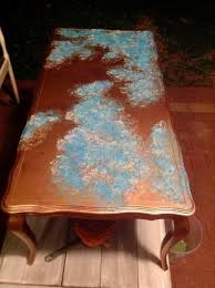 How To Spray Paint A Faux Azul Copper Table Top Tutorial Diy Copper Table Copper Top Table Copper Decor