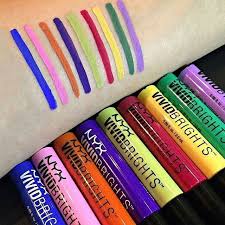 Nyx Vivid Brights Liner For 7 00 Online Makeup Swatches Makeup Collection Makeup Palette Organization