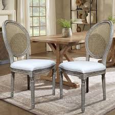 Unbranded Louis Beige Cane Dining Chair Set Of 2 Dwc 455bg The Home Depot Round Back Dining Chairs Dining Chairs Upholstered Dining Chairs