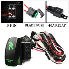 How to wire a rocker switch to a circuit is a common query many people have. Relay Wiring Harness Kit Heavy Duty 5pin Rocker Switch Led Light Bar 12v Green Ebay