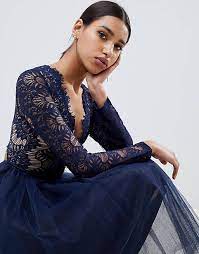 Lasciati conquistare dallo stile bohémien e romantico di twinset milano. Rare London Vestito Midi Da Cerimonia Blu Navy Con Pizzo Smerlato Asos