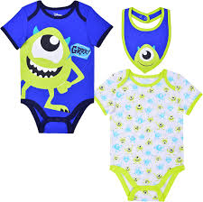 Amazon.com: Disney Baby-Boys Monster Inc Mike Bodysuit and Bib, Blue, 0-3  Months (Pack of 3): Clothing, Shoes & Jewelry