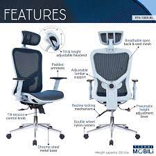 This can be moved in and out to provide support for this critical region. Techni Mobili High Back Executive Mesh Office Chair With Arms Headrest And Lumbar Support