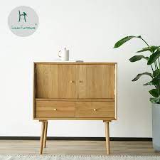 A practical roomy standing pantry of oak wood with a natural finish. Louis Fashion Japanese Solid Wood Sideboard Small Kitchen Storage Furniture Nordic White Oak Tea Cabinet Kitchen Islands Trolleys Aliexpress