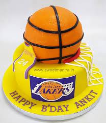 24 jersey sneakers basketball cake topper and 18 pcs basketball themed balloons for kids, boys … Basketball Shaped Customised Birthday Cake With Lakers Cakesdecor