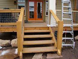Im Liking The Simplicity Of The Wire Mesh Outdoor Stair Railing Deck Stair Railing Stair Railing