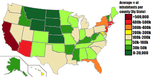 Map Average Population Per County By State Total Population Of Counties Cartography County Map