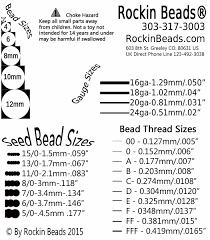 seed bead sizes chart in inch millimeters