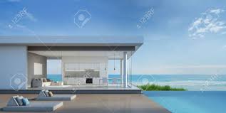 Amplia propiedad con vista extraordinaria al mar, en una zona muy tranquila y privada a solo 5 minutos de la playa miramar, a 10 de centros elegante casa en exclusivo fraccionamiento, la punta en manzanillo, colima, con vistas espectaculares al mar, con alberca privada. Casa De Playa De Lujo Con Piscina Vista Al Mar En El Diseno Moderno 3d Fotos Retratos Imagenes Y Fotografia De Archivo Libres De Derecho Image 69904079