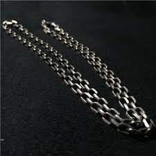做旧超质感4mm太角链925纯银男士项链goros 摇滚重金属高桥 pearl necklace jewelry silver