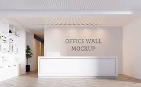 Reception Space With White Colors Wall Mockup In 2020 Modern Reception Area Modern Reception Reception
