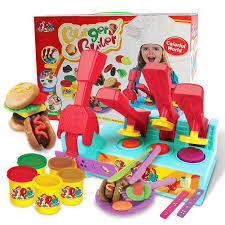 Burger Builder Colour Clay Dough Set Pottery Clay Children Toys Clay Pottery Kids Toys Clay