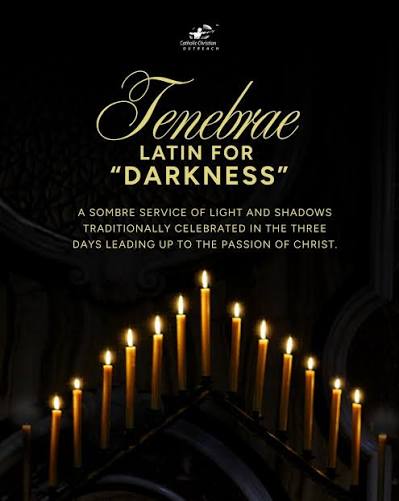 What is Tenebrae? 🕯 A traditional service of light and darkness to help  prepare our hearts for the Passion of our Lord. Will you attend a Tenebrae  service in your diocese this