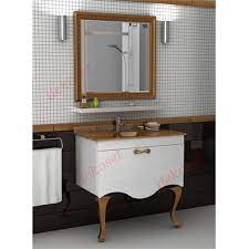 Bathroom console sinks are ideal for smaller bathrooms and powder rooms and serve as a great replacement for bathroom vanities in your guest bathroom where console sinks are also great if you want the look of a floating or wall mount sink but with the added support of two or four metal legs. Sultan 80cm Gold Color Glass Wiper Bathroom Cabinet Dekoset Bathroom Furniture Co Ltd Istanbul City Turkia