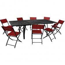 ensemble table alu rallonge 180 240 cm 6 chaises pliantes alu et textilene mobilier de jardin design chaise pliante salon de jardin