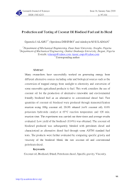 Pdf Production And Testing Of Coconut Oil Biodiesel Fuel