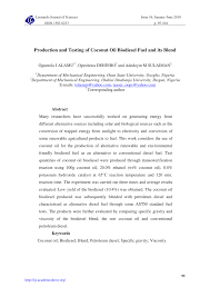 pdf production and testing of coconut oil biodiesel fuel