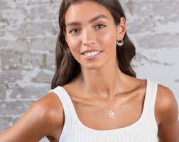 Double Heart Necklace Gold Charm Personalized Jewelry Dainty Heart Engraved  Pendant Custom Name Necklace Birthday Gift for Her