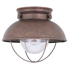 Sea Gull Lighting Sebring 11 25 In W 1 Light Weathered Copper Outdoor Ceiling Fixture 8869 44 The Home Depot