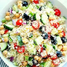 Spoon couscous into a large bowl; Mediterranean Couscous Salad Recipe Crunchy Creamy Sweet