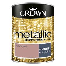 How to prime a wall. Crown Feature Wall Metallic Rose Gold Paint 1 25l Homebase