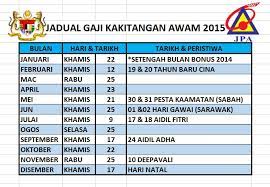 Carian maklumat yang tepat jumlah dan tarikh bayaran bantuan khas 2021 untuk penjawat awam/ pesara berdasarkan pengumuman rasmi oleh jabatan perkhidmatan awam malaysia jpa. Tarikh Pembayaran Gaji 2015 Kakitangan Awam Footsteps By Atok Vlog