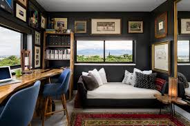 If you're looking for stylish storage ideas, here is a chic desk frames bookshelves in a paris living room by french interior designer christophe vendel. Dark And Sophisticated Black Home Office Ideas You Will Love