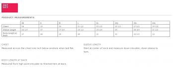 T Shirt Sizing Chart