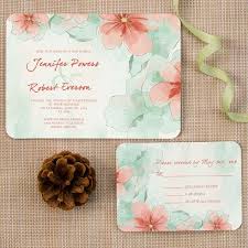 Elegant Spring Mint Green And Peach Flower Watercolor Ticket Shape Wedding Invi Peach Wedding Invitations Minted Wedding Invitations Floral Wedding Invitations