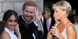 Changing into different outfits, prince harry and meghan markle walk toward their car, which will take them to their evening reception at frogmore house. Meghan Markle Wore Princess Diana S Ring To Her Wedding Reception After Being Gifted It By Prince Harry